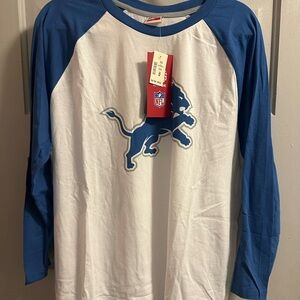 NFL White and Blue Detroit Lions Logo Shirt